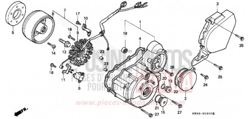 LEFT CRANKCASE COVER/ GENERATOR NX250J de 1988
